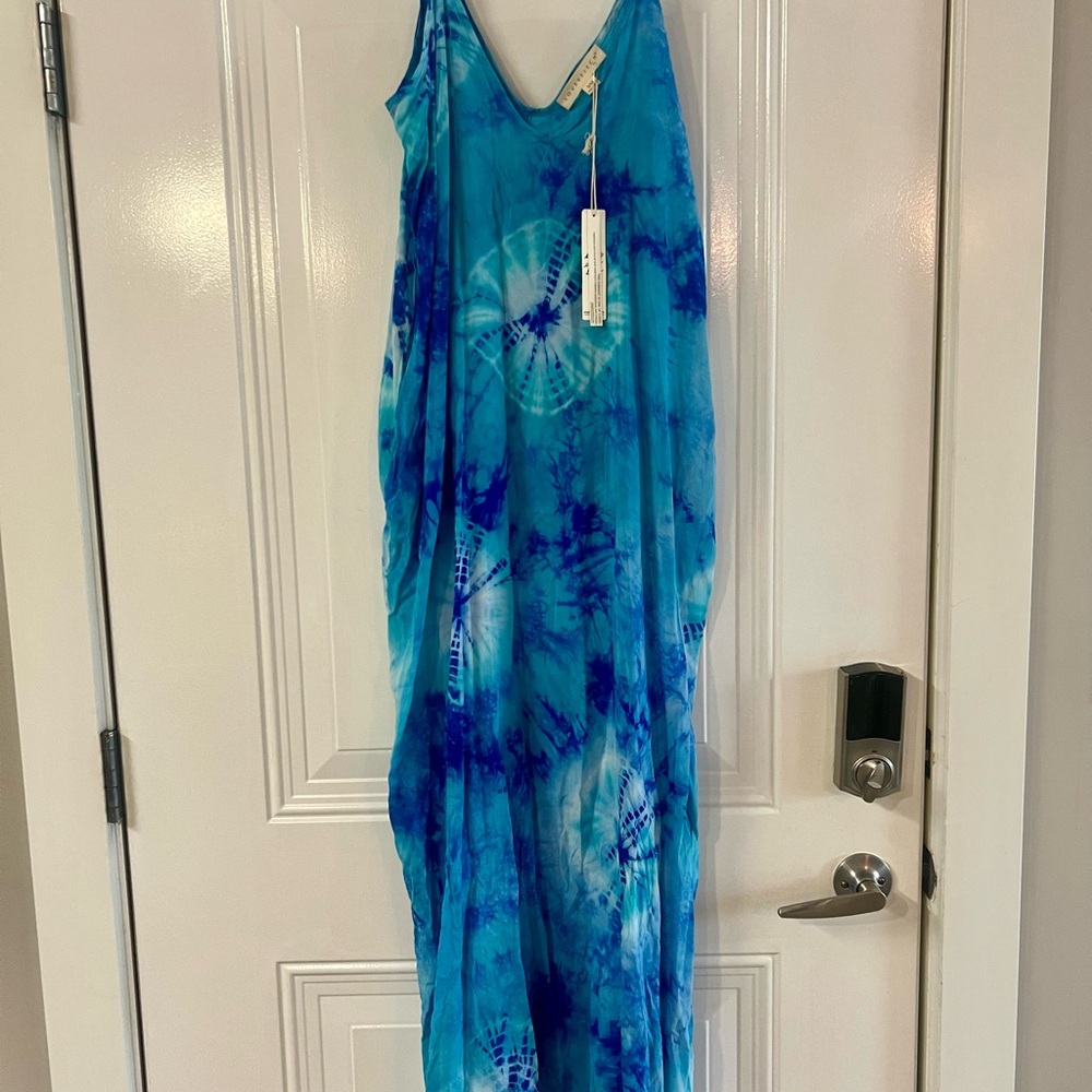 NWT Lovestitch La Isla Bonita Blue Tie-Dye Maxi Dress/Coverup